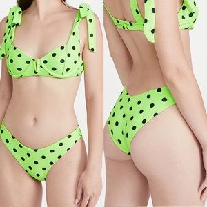 Beach Riot Neon Green Polka Dot Bikini